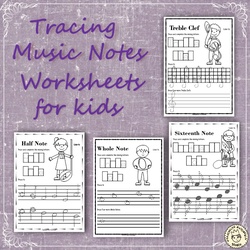 Image for Tracing Music Notes Worksheets for kids product