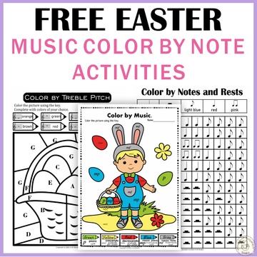 Free Easter Music Coloring Pages | Elementary Music Color by Note