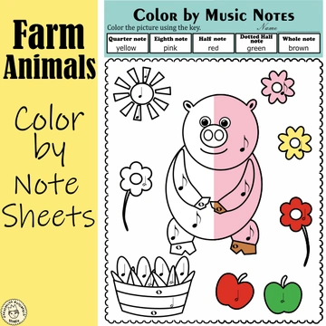 Farm Animals Color by Rhythm Music Coloring Sheets