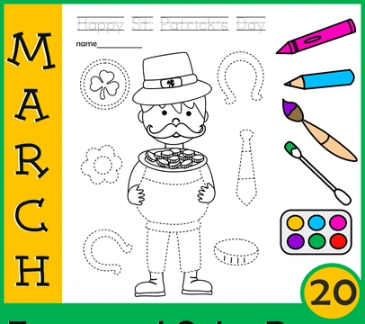 St. Patrick`s Day Picture Tracing Activities for Preschoolers | Pre-handwriting