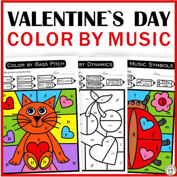 Valentine`s Day Music Color by Code Pages