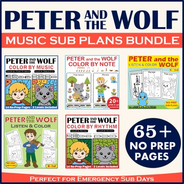 Peter and the Wolf Music Coloring Sub Plans Bundle
