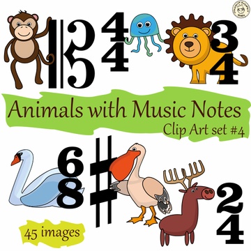 Animals with Music Notes Clip Art set #4 {Music Symbols}