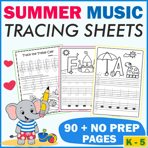 Musical Tracing Worksheets Bundle for Summer