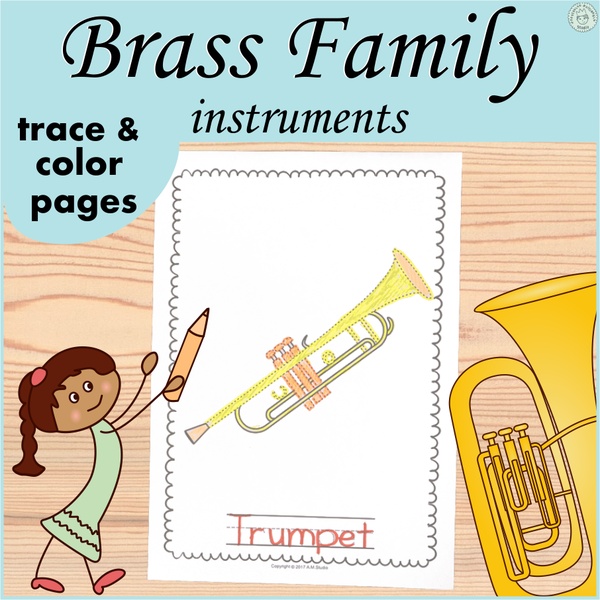 Brass Instruments Trace and Color Pages