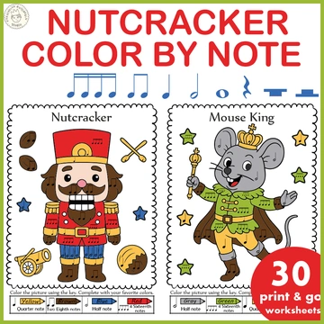 The Nutcracker Color by Note Pages | Christmas Music Coloring Activities