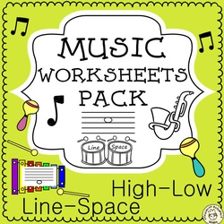 Image for Music Worksheets Pack (Line -Space, High -Low) product