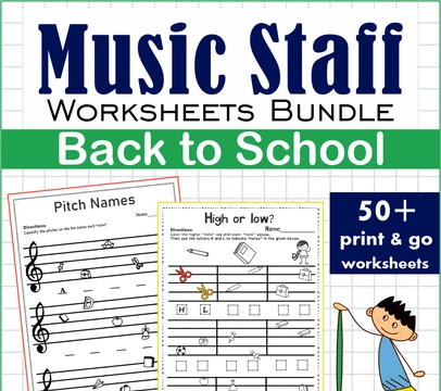 Back to School Music Staff Worksheet Bundle