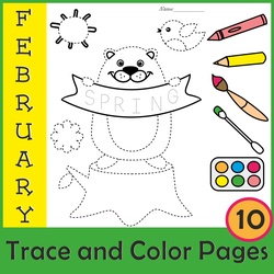 Image for Groundhog Day Trace and Color Pages | Prewriting | Morning Work product