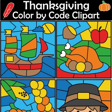 Thanksgiving Color by Number Clipart