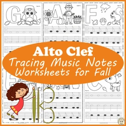 Image for Alto Clef Notes | Tracing Music Notes Worksheets for Fall product
