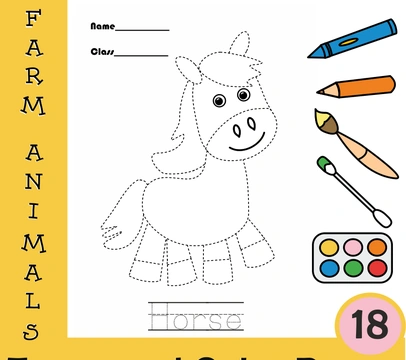 Farm Animals Tracing Pictures Worksheets