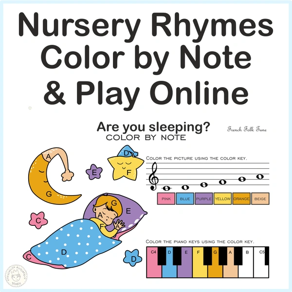 Are You Sleeping Nursery Rhythm | Online Music Game & Color By Note Sheet