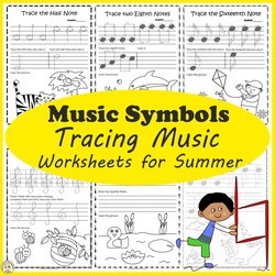 Image for Tracing Music Notes Worksheets for Summer product