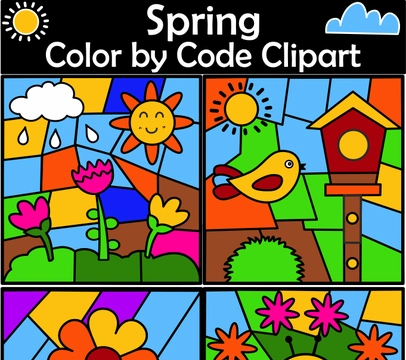 Spring Color by Code Clipart