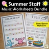 Image for Summer Staff Music Worksheets Bundle product