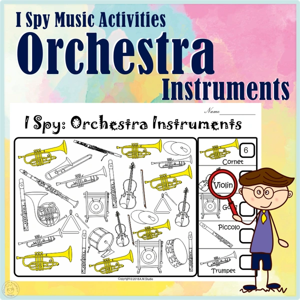 I Spy Orchestra Instruments Coloring Games