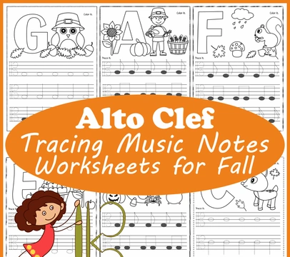 Alto Clef Notes | Tracing Music Notes Worksheets for Fall
