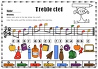 Image for Back to School Treble Clef Note Naming Practice Worksheets product
