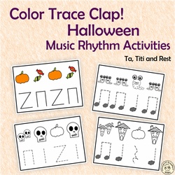 Image for Color, Trace, Clap! Halloween Music Rhythm Activities {Ta, Ti-Ti, Rest} product