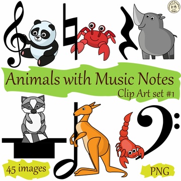 Animals with Music Notes Clip Art set # 1 {Basic Symbols}