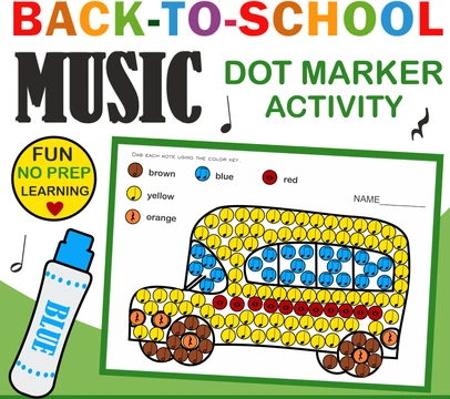 Back to School Music Dot Marker Activities | Music Rhythm Worksheets | 2 Levels