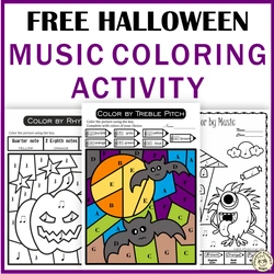 Image for Free Halloween Color by Music Pages product
