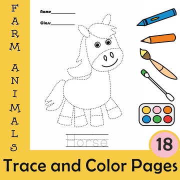Farm Animals Tracing Pictures Worksheets
