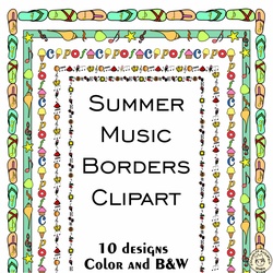 Image for Summer Music Borders Clipart | Music Frames product