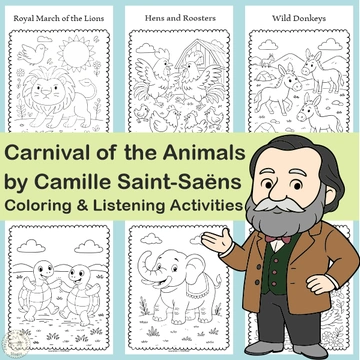 Carnival of the Animals by Camille Saint-Saëns Coloring Pages | Music Worksheets