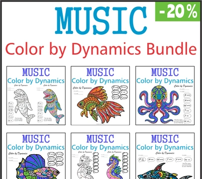 Music Color by Dynamics Bundle | Ocean Animals Mandala Style