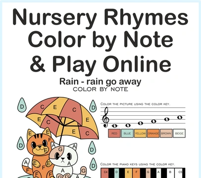 Rain Rain Go Away Nursery Rhythm | Online Music Game & Color By Note Sheet