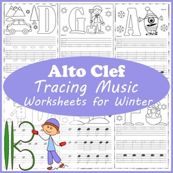 Image for Alto Clef Tracing Music Notes Worksheets for Winter product