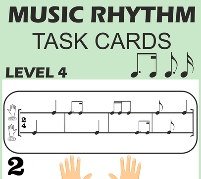 Music Rhythm Task Cards for Beginners | Level 4 _ 2/4 Meter | Tim-ka