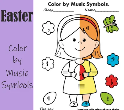 Easter Color by Music Staff Symbols