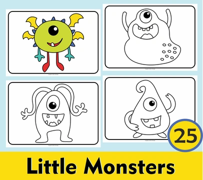 Little Monsters Coloring Pages Set 1