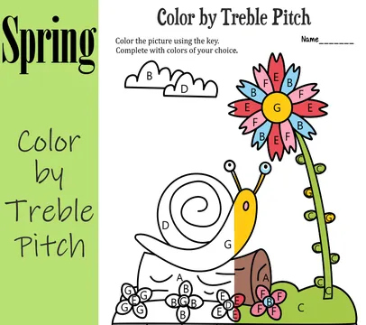 Musical Coloring Pages for Spring {Color by Treble Pitch} with answers