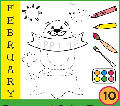 Groundhog Day Trace and Color Pages | Prewriting | Morning Work