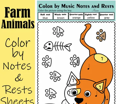 Farm Animals Music Coloring Pages | Notes & Rests