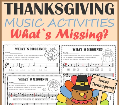 Thanksgiving Music Activities - Treble & Bass Note Names