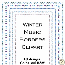 Image for Winter Music Borders Clipart product