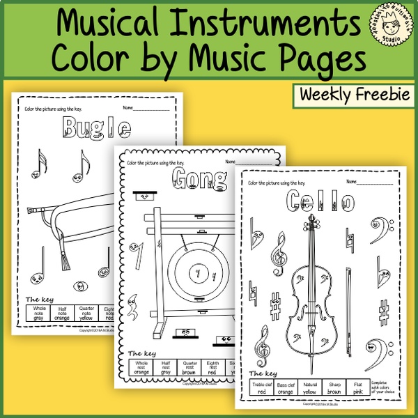 Musical Instruments Color by Music Pages {Weekly Freebies}
