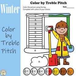 Image for Musical Coloring Pages for Winter {Color by Treble Pitch} with answers product