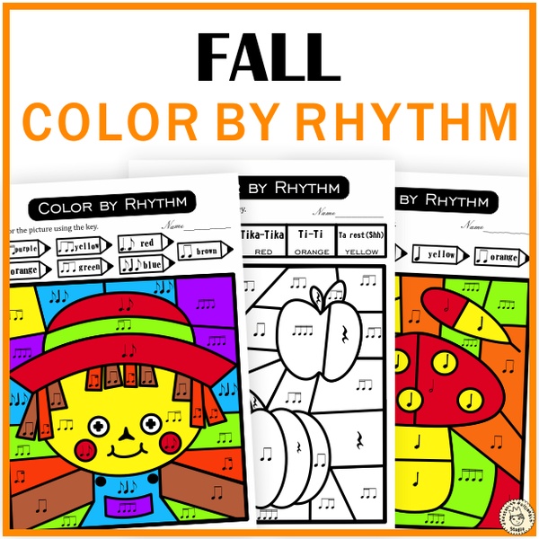Fall Color by Rhythm Activities | Music Color by Code | Standard Notation