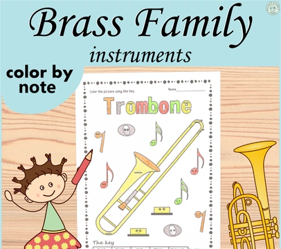 Brass Instruments Color by Music Pages