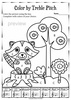 Image for Musical Coloring Pages for Spring {Color by Treble Pitch} with answers product
