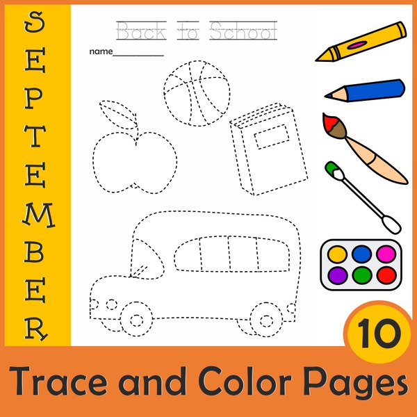 Back to School Picture Tracing Activities | Editable