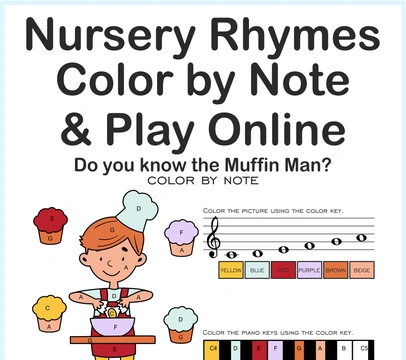 Do You Know the Muffin Man Nursery Rhythm | Online Music Game & Color By Note