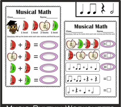 Music Math Worksheets Level 1 | Easy Music Rhythm Activities