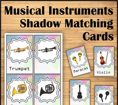 Musical Instruments Shadow Matching Cards